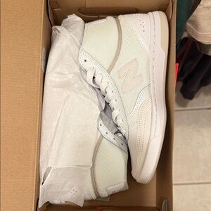 New Balance White and Cream High-Top Sneakers